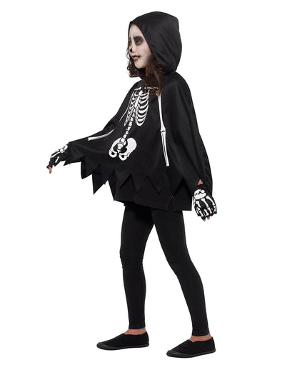 Scheletro Bambino Poncho Con Guanti