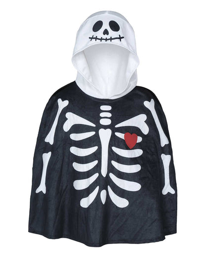 Skelett Kleinkind Kostüm Poncho mit Kapuze