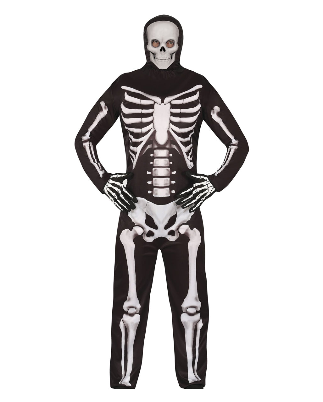 Skelett Kapuzen Jumpsuit Kostüm