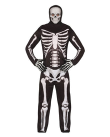 Skelett Kapuzen Jumpsuit Kostüm
