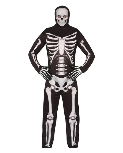 Skelett Kapuzen Jumpsuit Kostüm