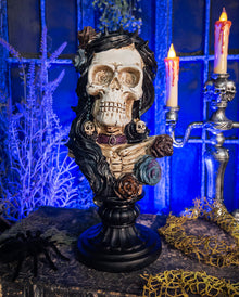 Skelett Lady Büste mit Rosen & Skull 26,5cm