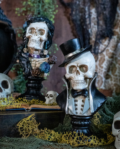 Skeleton Lady Bust With Roses & Skull 26,5cm