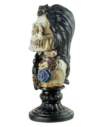 Skeleton Lady Bust With Roses & Skull 26,5cm