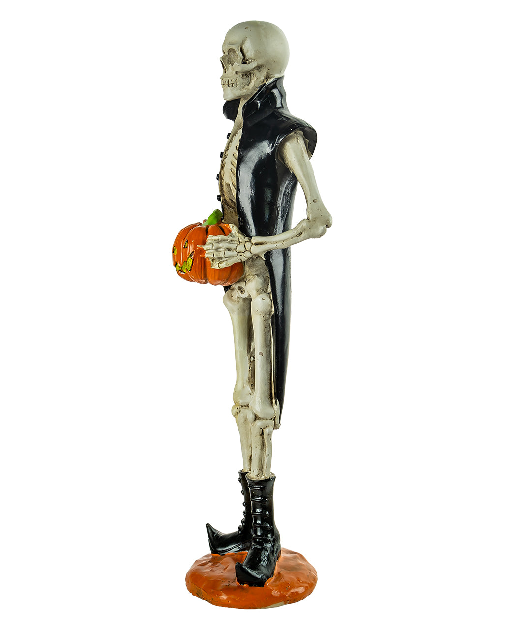 Skeletfiguur Met Staarmantel & Pompoen 36cm