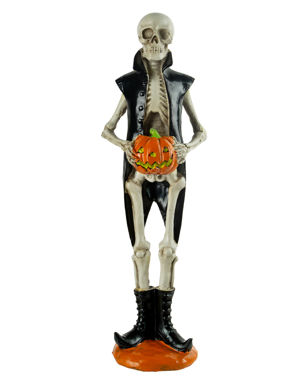 Skeletfiguur Met Staarmantel & Pompoen 36cm