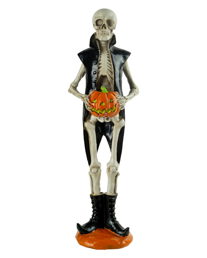 Skeletfiguur Met Staarmantel & Pompoen 36cm