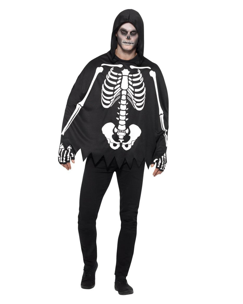 Skeleton Poncho Unisex With Gloves