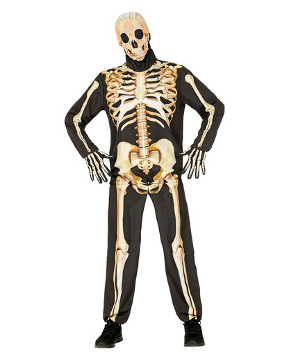 Skelett Schnellkostüm mit Maske & Handschuhe