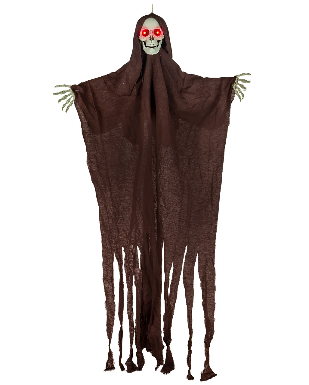 Esqueleto Fantasma Con Túnica De Trapo Y Ojos LED 115cm