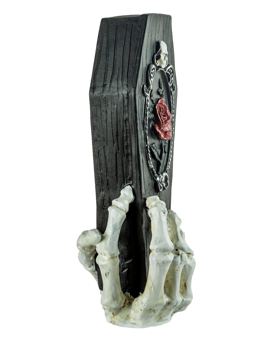 Skeleton Hand With Black Coffin 25cm