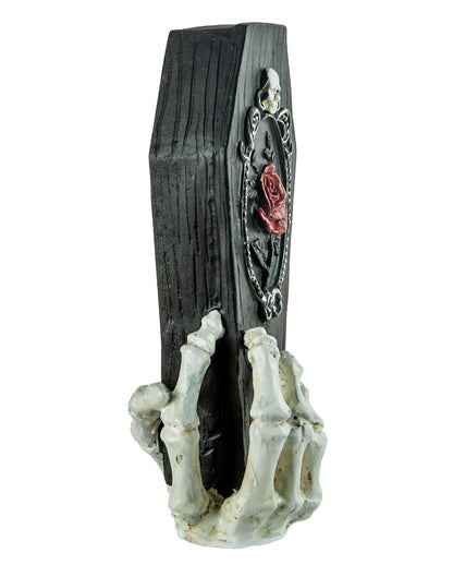 Skeleton Hand With Black Coffin 25cm