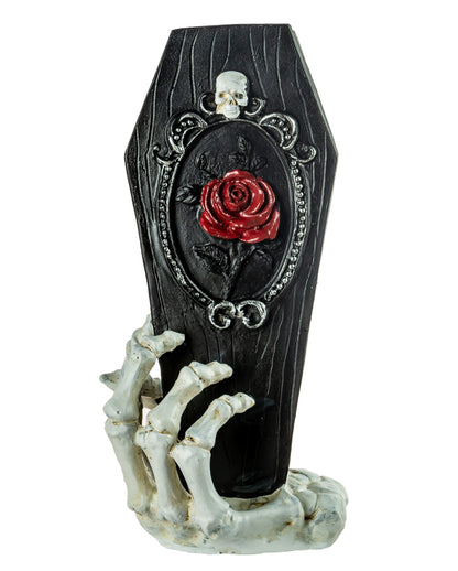 Skeleton Hand With Black Coffin 25cm