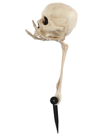 Skeletthand mit Totenschädel Gartenstecker