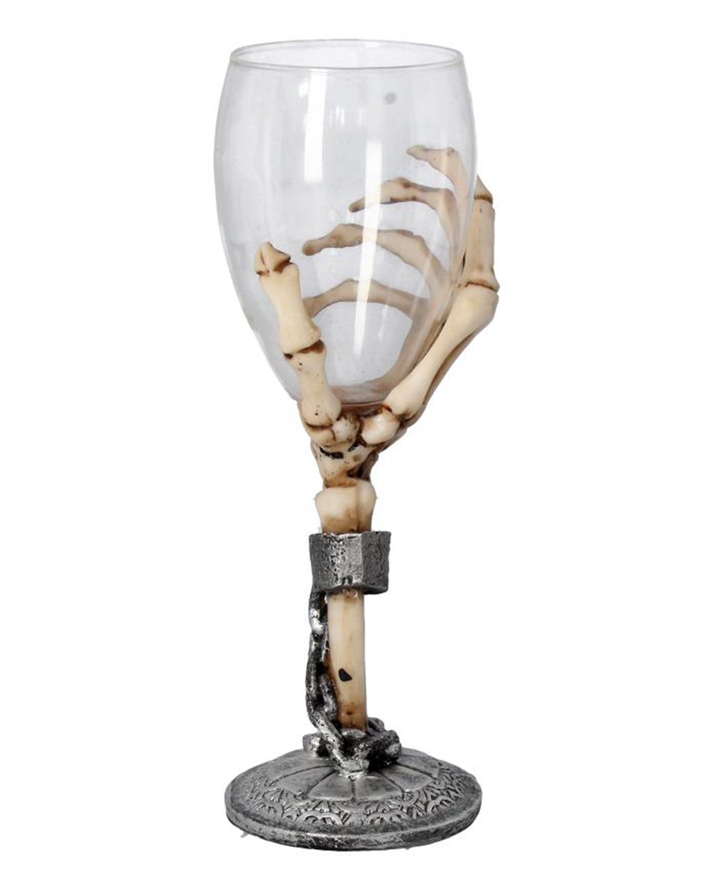 Knochenhand mit Trinkglas 21cm