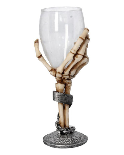 Knochenhand mit Trinkglas 21cm