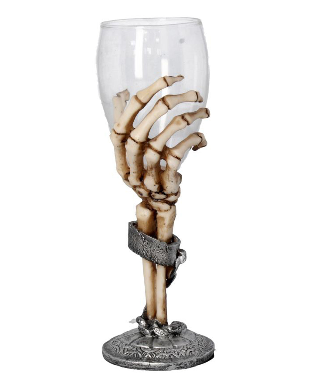 Knochenhand mit Trinkglas 21cm