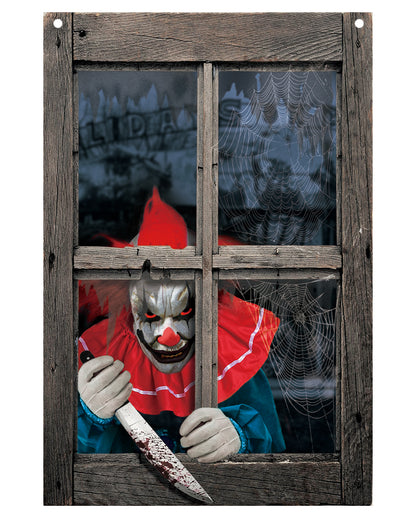 Slasher The Clown Decoración Falsa Para Ventana De Halloween 80x120cm
