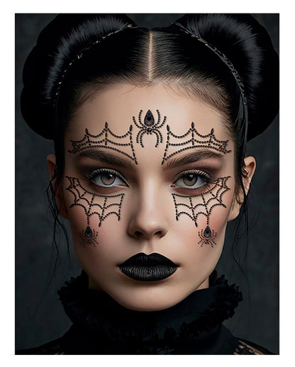 Spiders & Spider’s Web Glitter Stone Face Tattoo 13x15cm