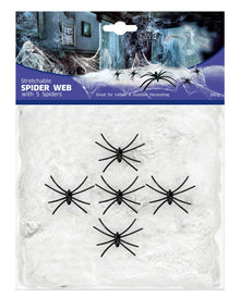 Dehnbare Spinnennetz mit 5 Spinnen