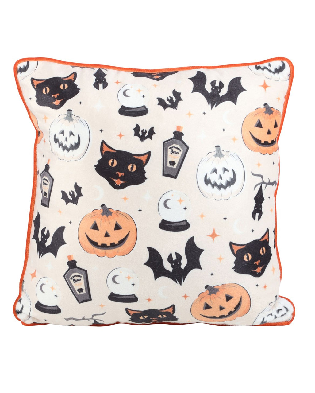 Spooky Cat & Pumpkin Decorative Cushion 33x33cm