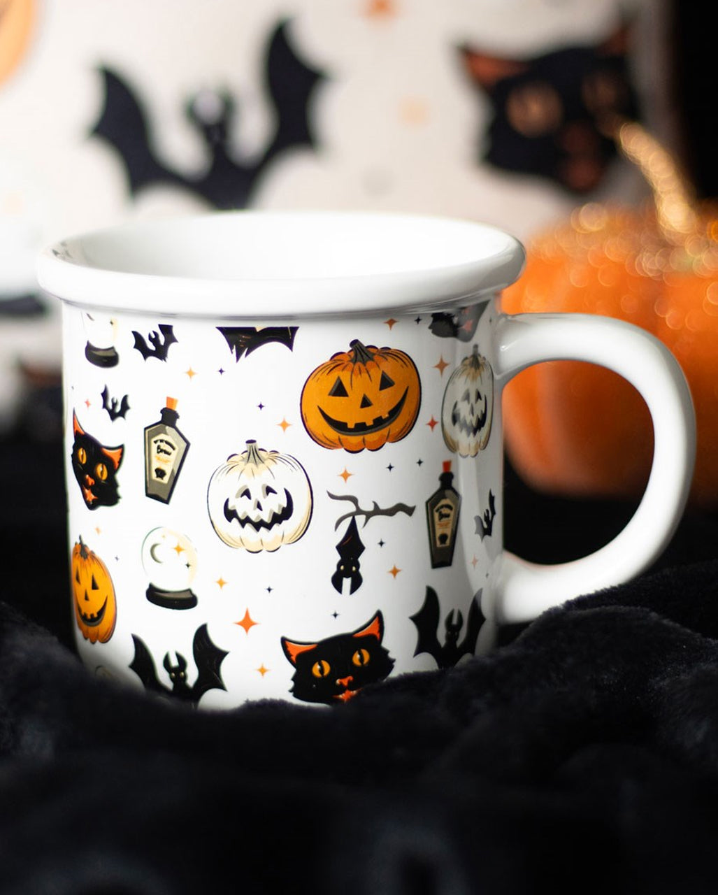 Spooky Cat & Pumpkin Halloween Mug