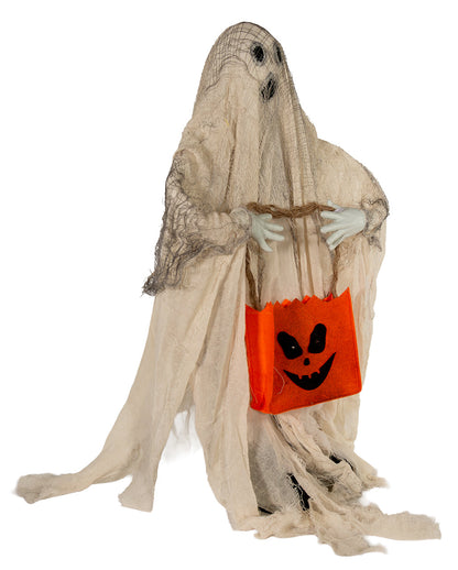 Spooky Trick Or Treat Ghost Animatronic With Light, Sound & Movement 90cm