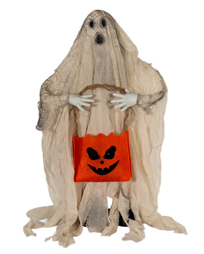 Spooky Trick Or Treat Ghost Animatronic With Light, Sound & Movement 90cm