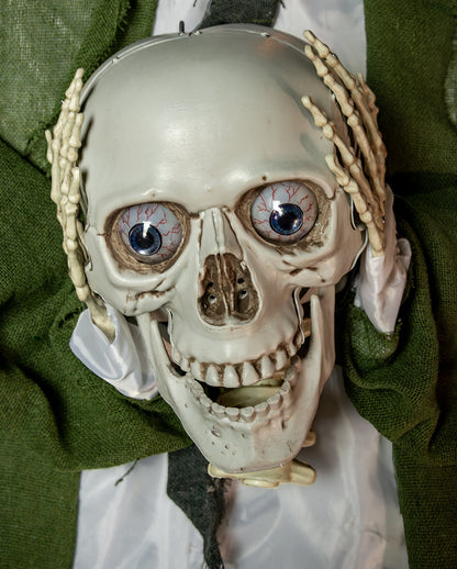 Sprechendes Kopfloses Skelett Animatronic mit Licht & Sound 145cm