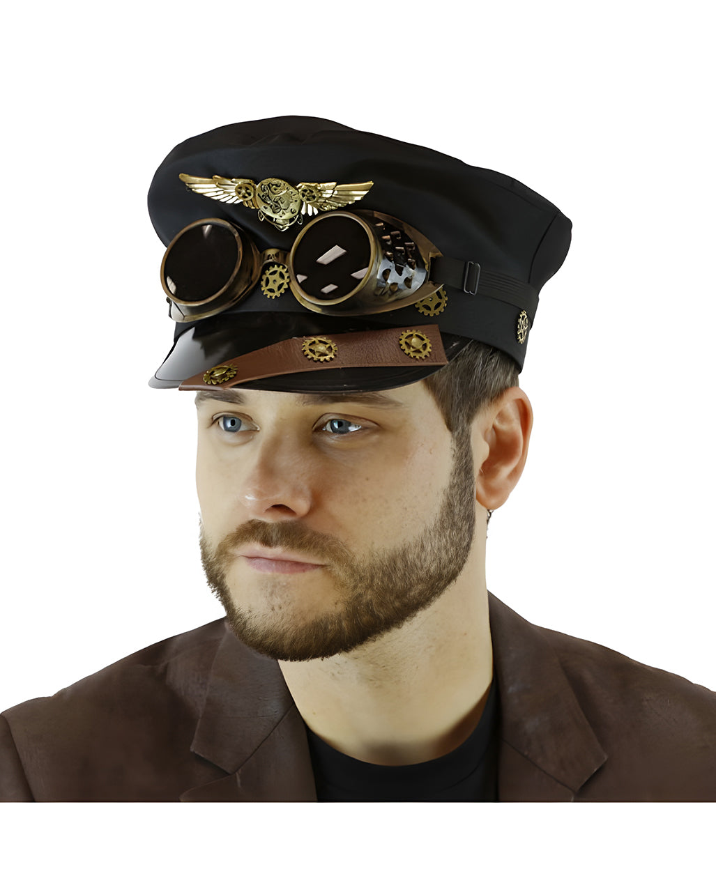 Pilotenmütze Steampunk mit Fliegerbrille