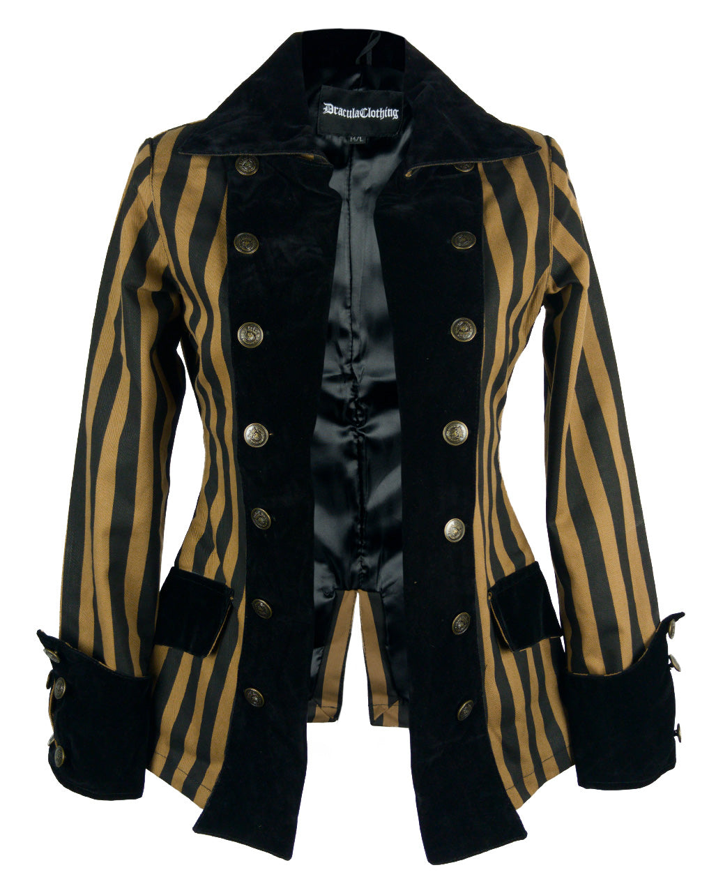 Gestreifte Steampunk Piratenjacke für Damen