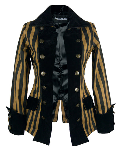 Gestreifte Steampunk Piratenjacke für Damen
