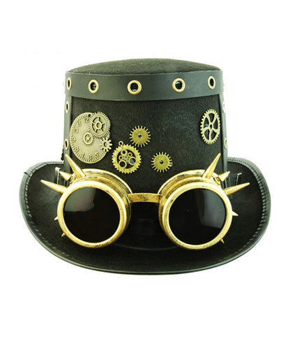 Steampunk Top Hat With Aviator Glasses