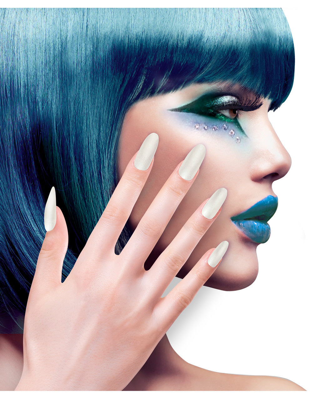 Stiletto Fingernails Mother Of Pearl Effect 12 Pcs.