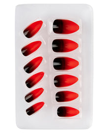 Stileto Fingernägel Schwarz / Rot 12 St.