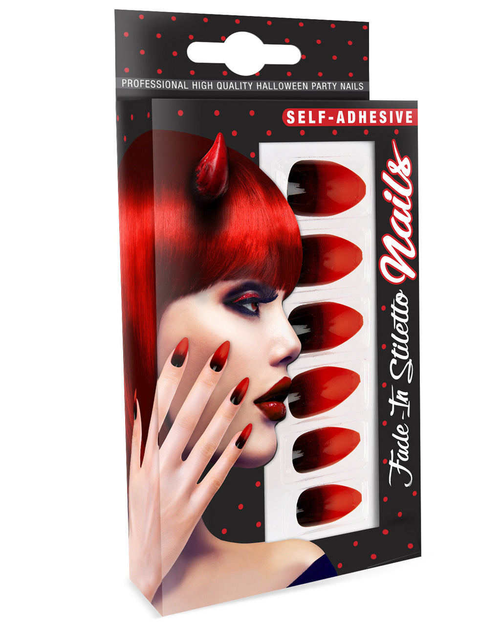 Stileto Fingernägel Schwarz / Rot 12 St.