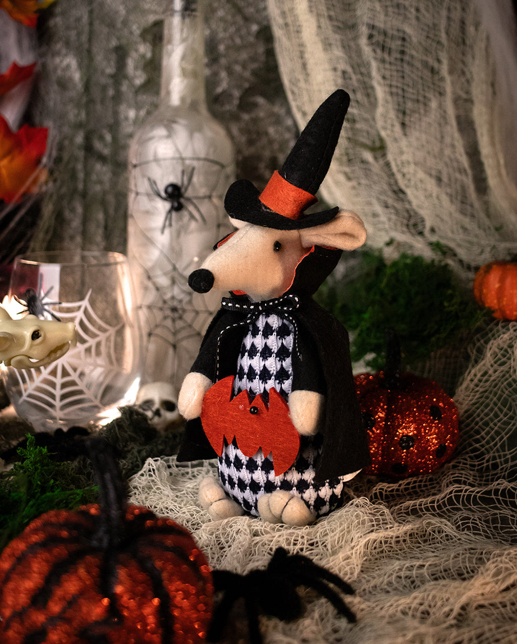 Peluche Halloween Ratón Con Murciélago 23cm