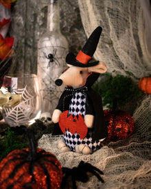 Plüsch Halloween Maus mit Fledermaus 23cm