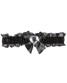 Schwarzes Strumpfband mit Strass-Herz