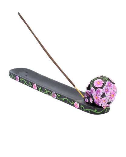 Sugar Skull mit Blumen Räucherstäbchen Halter
