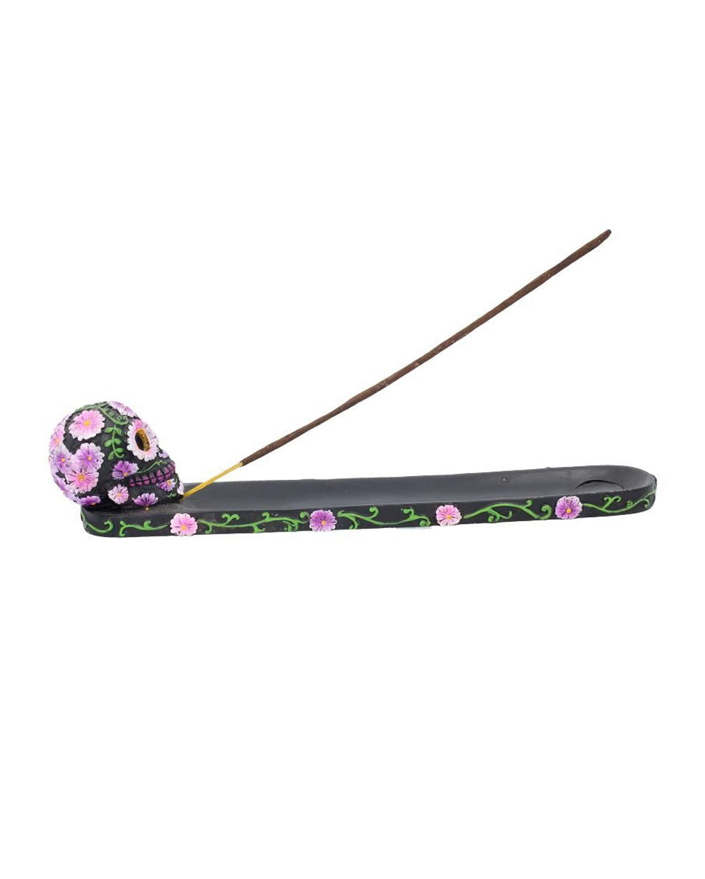 Sugar Skull mit Blumen Räucherstäbchen Halter