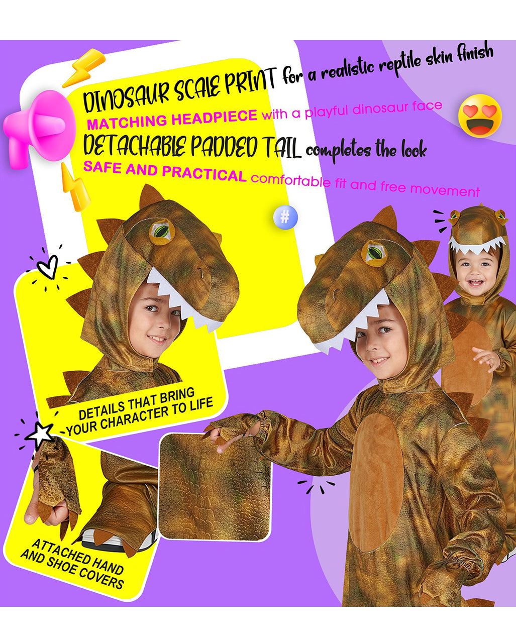 T-Rex Overall Kinder Kostüm mit Mütze