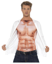 Bodybuilder Muskelshirt mit Sixpack Print