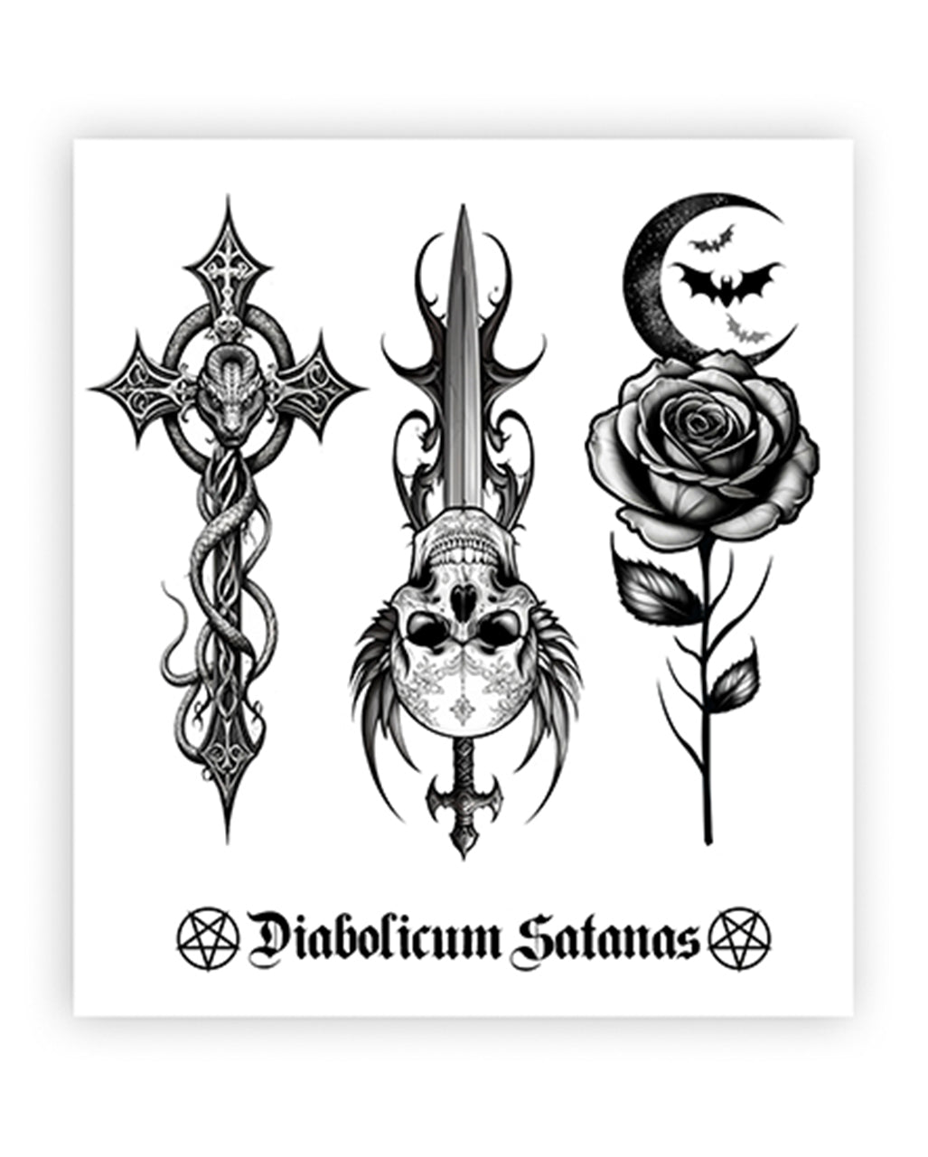 Temporary Gothic Tattoos Featuring Occult Symbols 9x14cm