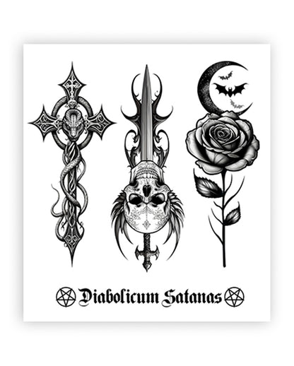 Temporary Gothic Tattoos Featuring Occult Symbols 9x14cm