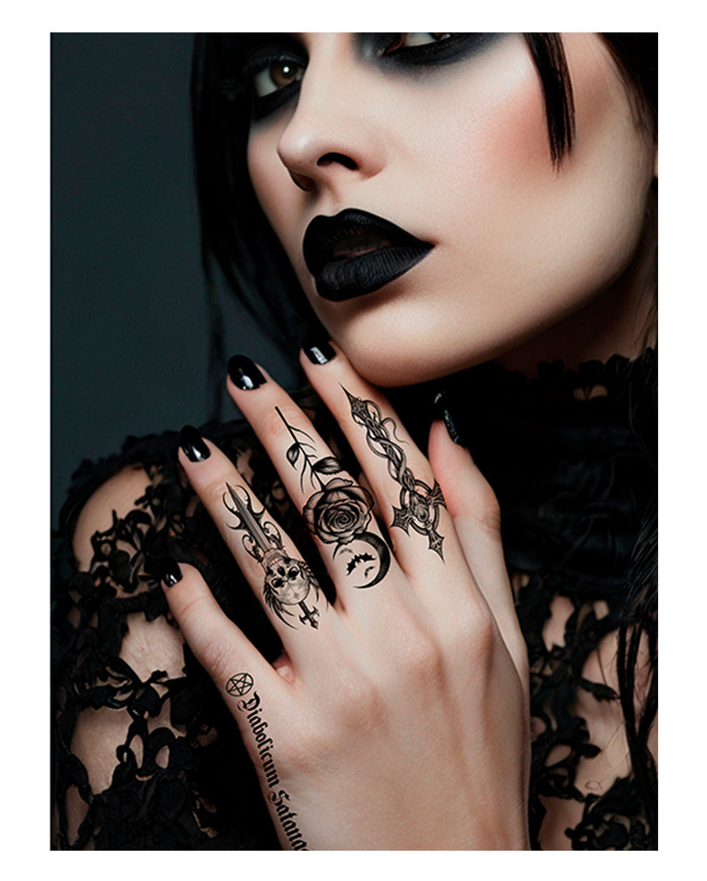 Temporary Gothic Tattoos Featuring Occult Symbols 9x14cm