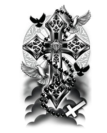 Temporäres Kreuz Rosenkranz Tattoo zum Aufkleben