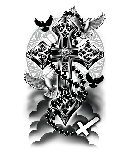 Temporäres Kreuz Rosenkranz Tattoo zum Aufkleben