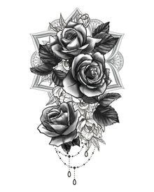 Temporäres Rosen Mandala Tattoo zum Aufkleben