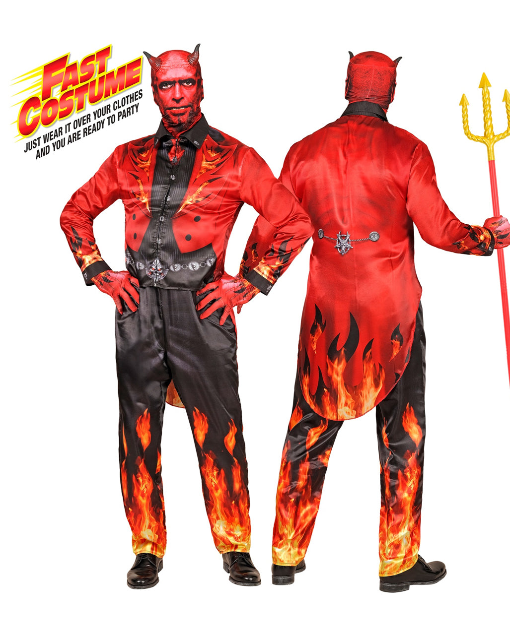 Teufel Schnellkostüm mit Maske & Handschuhe